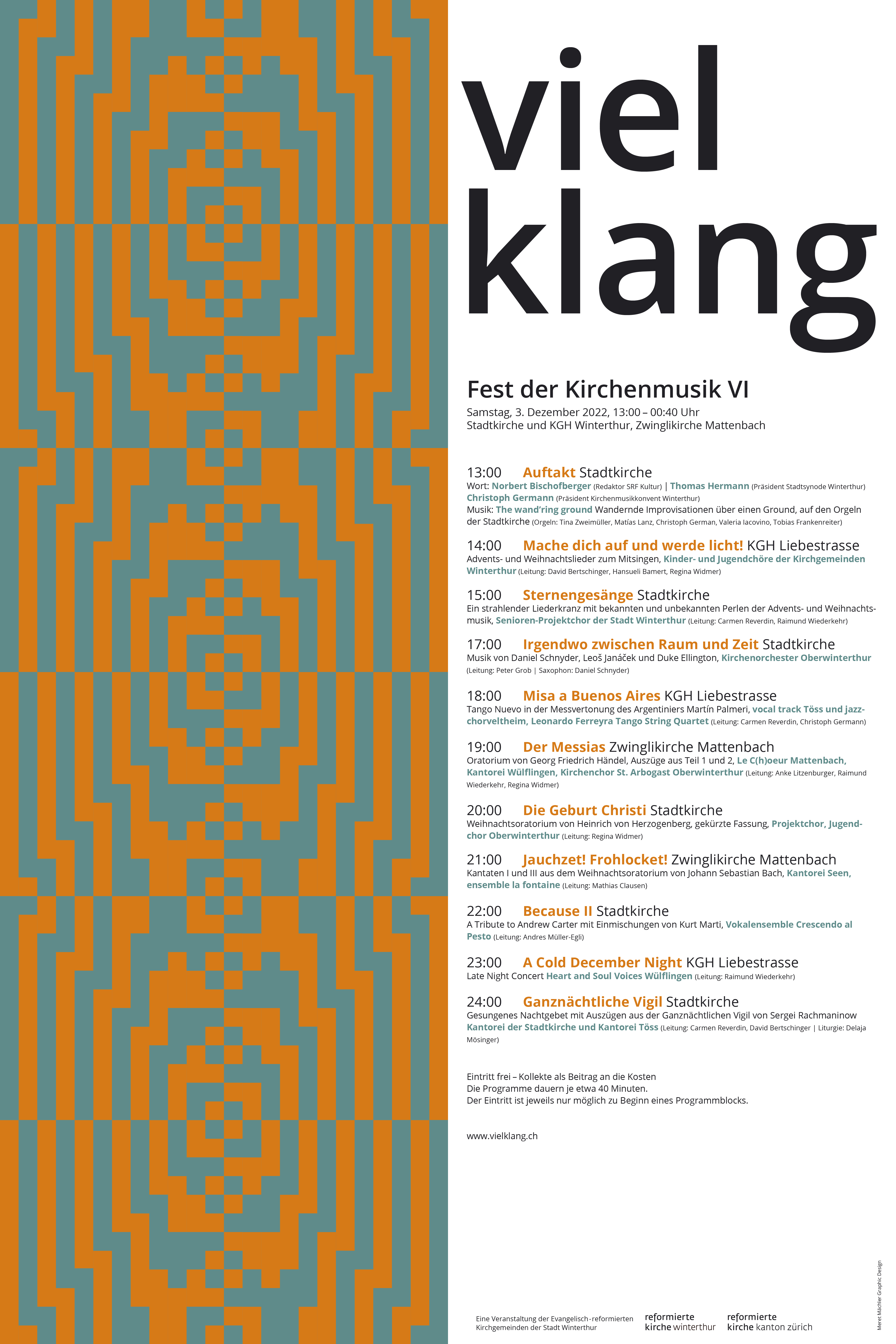 Flyer, der das Programm des Vielklang Festival für Kirchenmusik in Winterthur zeigt